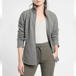 Athleta Stroll Fleece Full Zip Jacket In Egret Grey W0409H